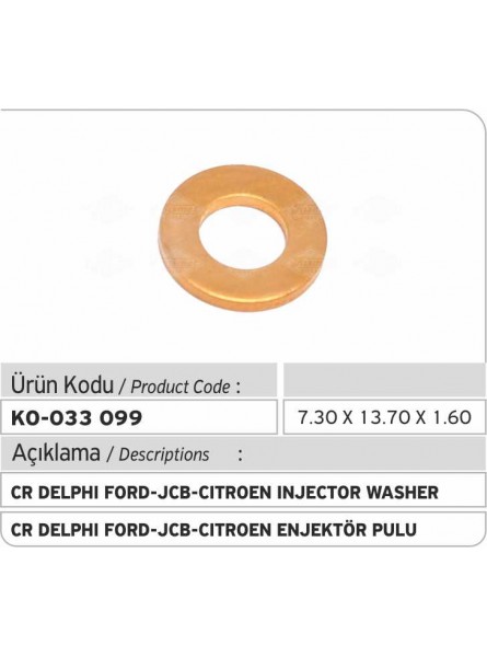 CR DELPHI FORD-JCB-CITROEN ШАЙБА ФОРСУНКИ 7.30 X 13.70 X 1.60